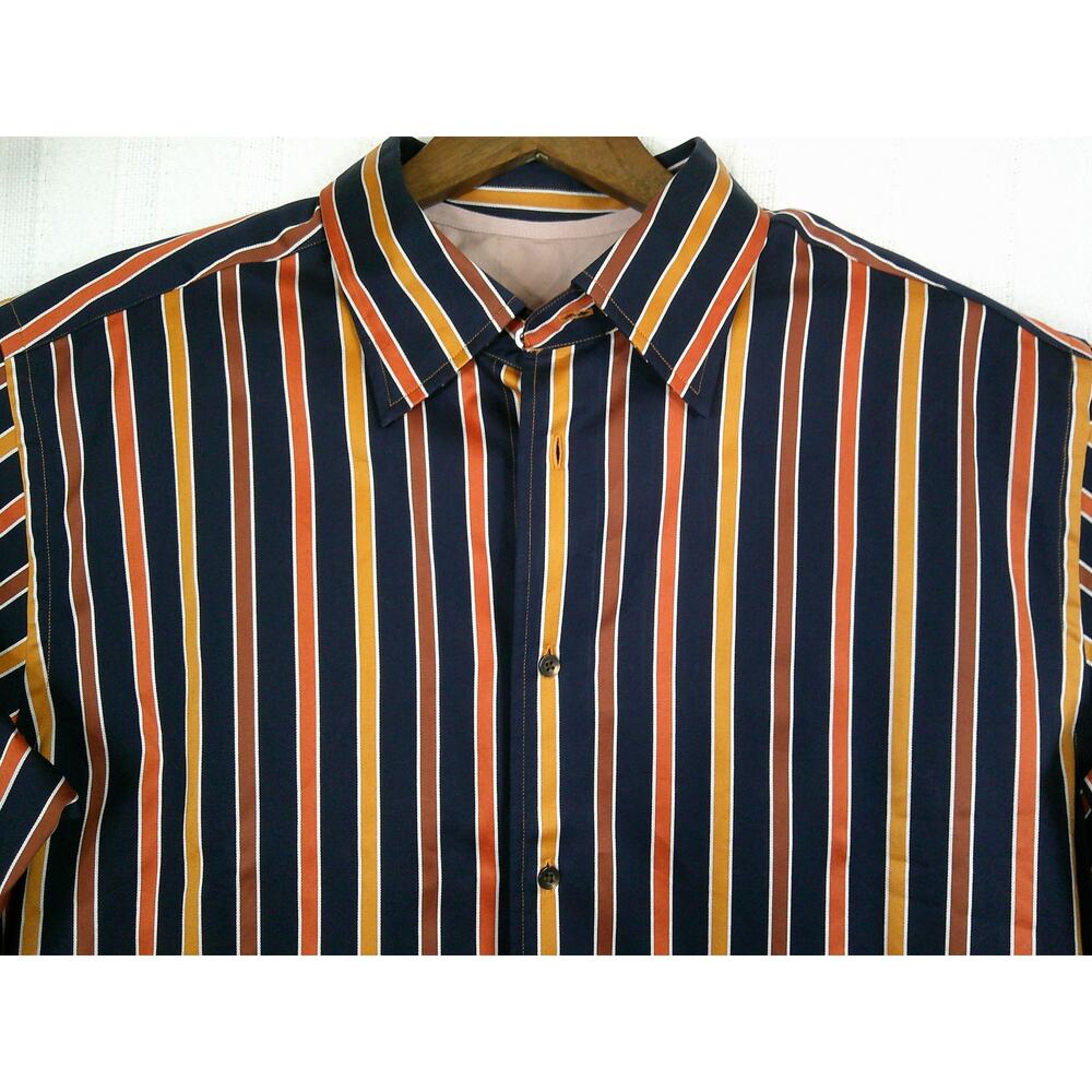 NWT Murano by Raffi Cotton Long Sleeve Black Striped Button Up Shirt-Men's XL - Picture 2 of 9